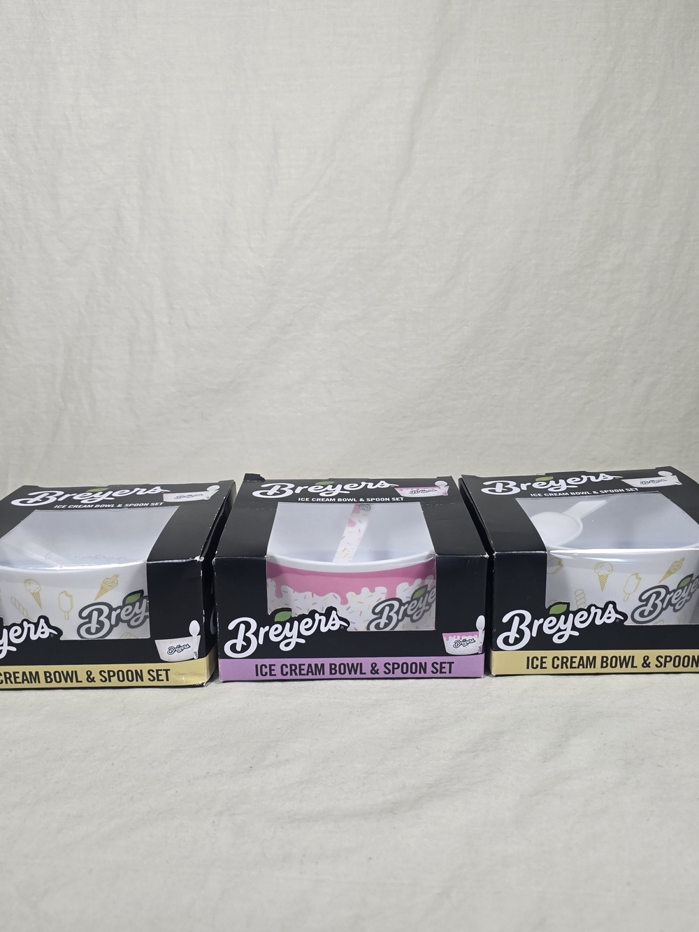 Breyers Ice Cream Bowl & Spoon Sets Lot of 3 New in Box Advertising Promo